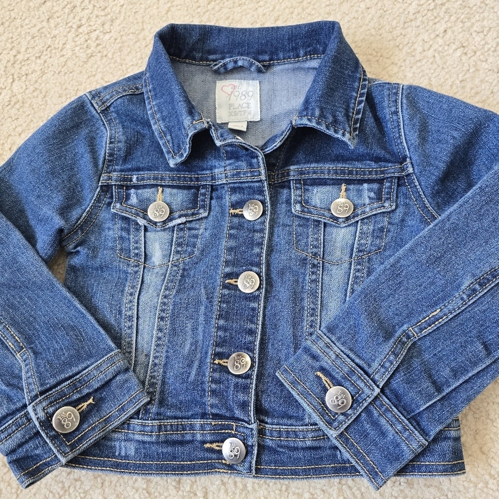 The Childrens Place Girls Blue Denim Jean Jacket Youth Size 4